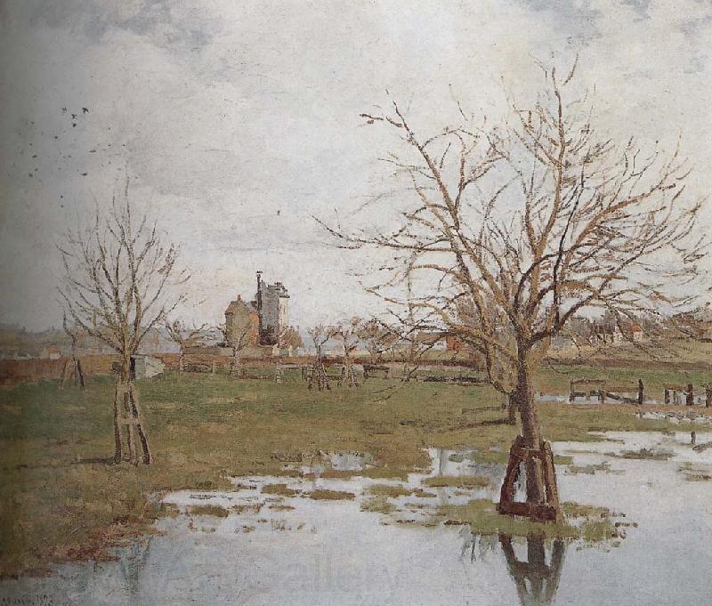 Camille Pissarro flooded grassland France oil painting art